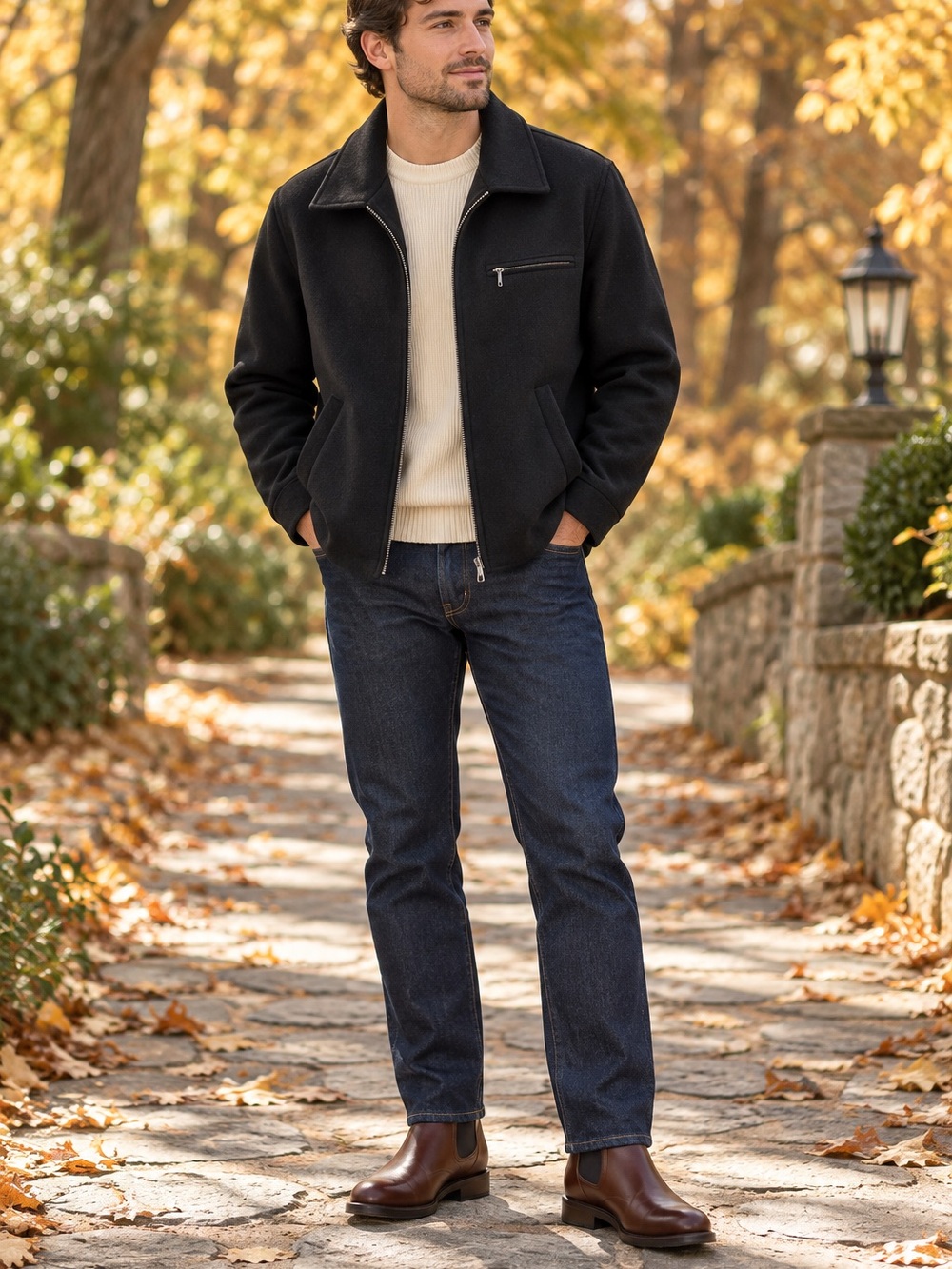 Merona Men's Black Full-Zip Wool-Blend Jacket